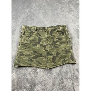 Camo Mini Skirt Raw Hem Y2K‎ Streetwear Festival Utility Size L